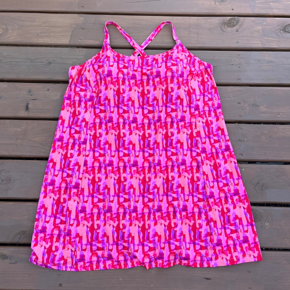 Duluth Trading Co AKHG Swimsuit Lost Lake Swim Dress Pink Plus Size 26W NWT